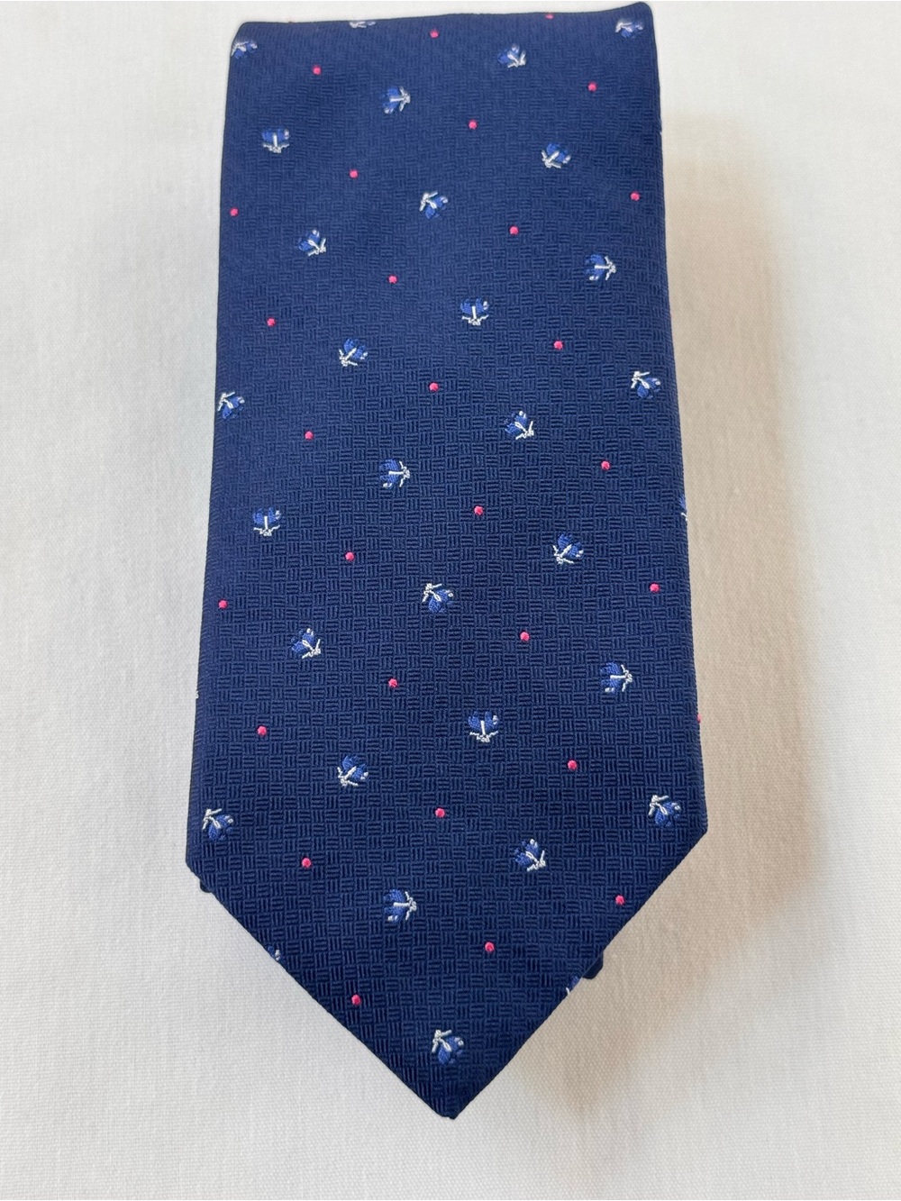 Brooks‎ Brothers Blue Textured Silk Tie Made in USA Italian Fabric NWT